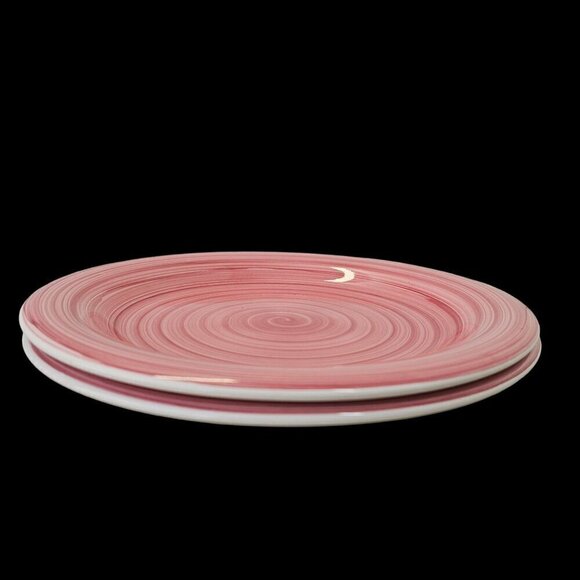 Tabletops 2 Swirl Ceramic Dinner Plates 10.75" Flora Di Roma Red Replacement - Picture 2 of 5